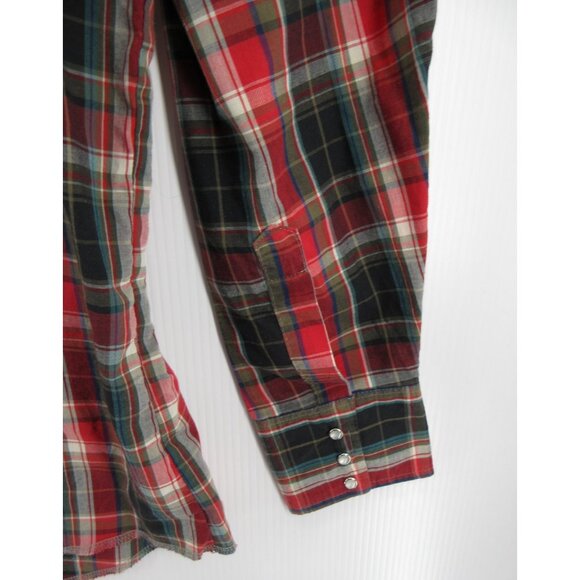 VINTAGE Wrangler Shirt XL Western Pearl Snap Plaid Cowboy Rodeo 80s 90s - Picture 3 of 10